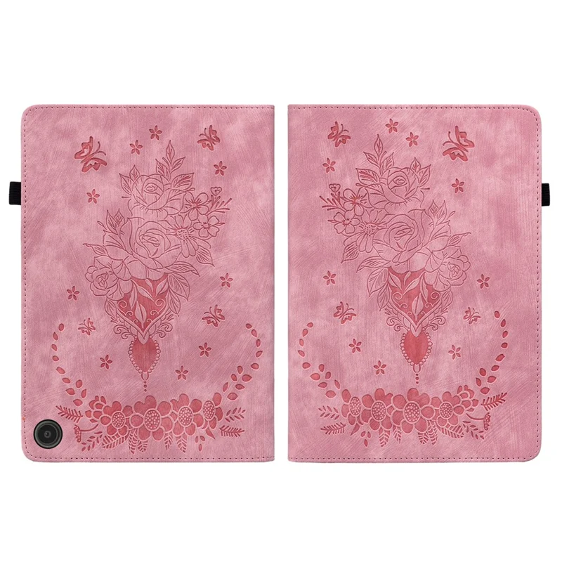 Folio z syntetycznej skóry PU z podstawką do Amazon Fire Max 11, etui z nadrukiem, z wpiętami na karty, odporno na wstrząsy - różowy