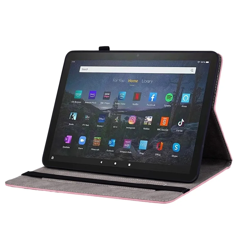 Folio z syntetycznej skóry PU z podstawką do Amazon Fire Max 11, etui z nadrukiem, z wpiętami na karty, odporno na wstrząsy - różowy