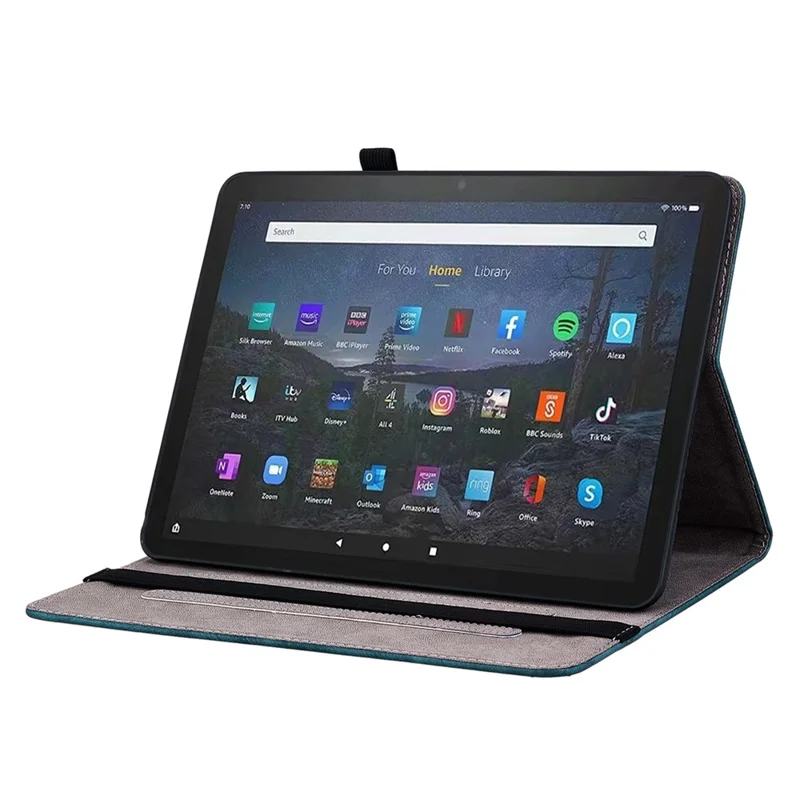 Capa de Suporte em Couro PU para Amazon Fire Max 11, Compartimentos de Cartão Impressos, Capa Tablet à Prova de Choques - Azul