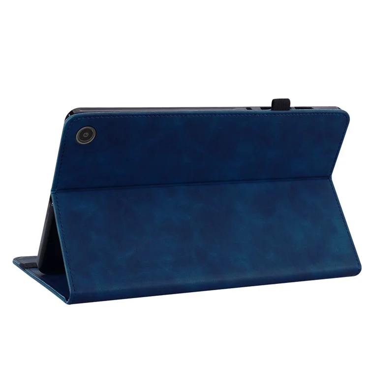 Pour le boîtier Amazon Fire Max 11 Tablet Case PU Leather Card Slots Zipper Pocket Wallet Folding Stand Cover - Bleu foncé