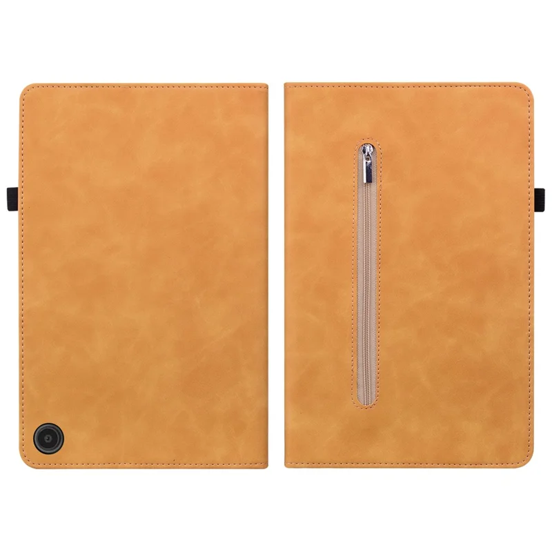 For Amazon Fire Max 11 Tablet Case PU Leather Card Slots Zipper Pocket Wallet Folding Stand Cover - Yellow