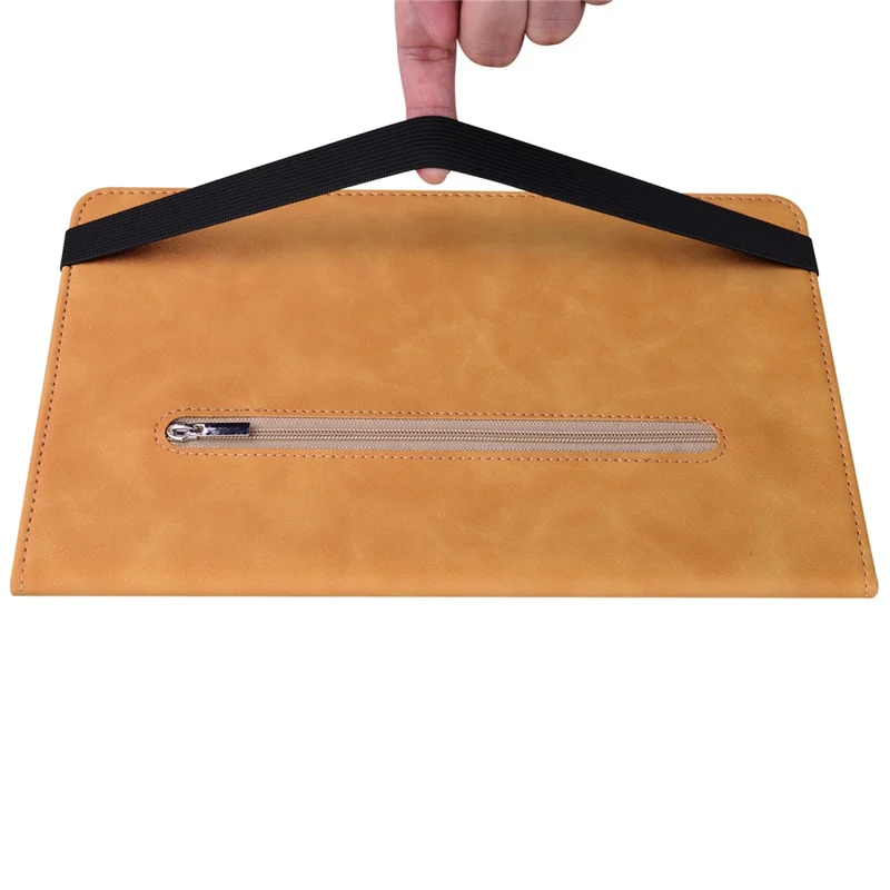 For Amazon Fire Max 11 Tablet Case PU Leather Card Slots Zipper Pocket Wallet Folding Stand Cover - Yellow