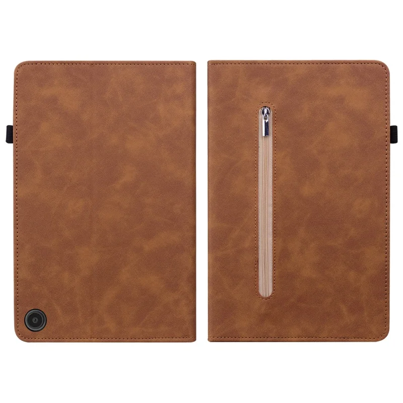 For Amazon Fire Max 11 Tablet Case PU Leather Card Slots Zipper Pocket Wallet Folding Stand Cover - Brown