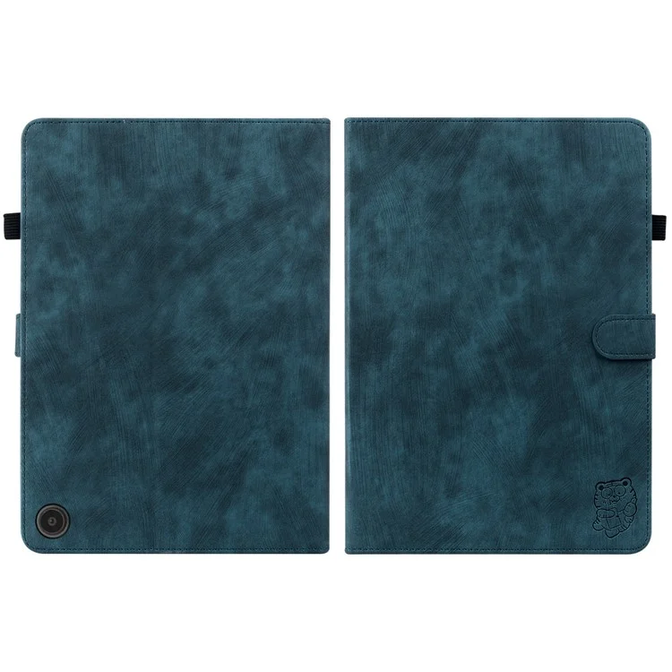 Per Amazon Fire Max 11 Anti-Slip Stand Cover PU Leather Cute Tiger Pattern Card Slots Tablet Case - Dark Blue