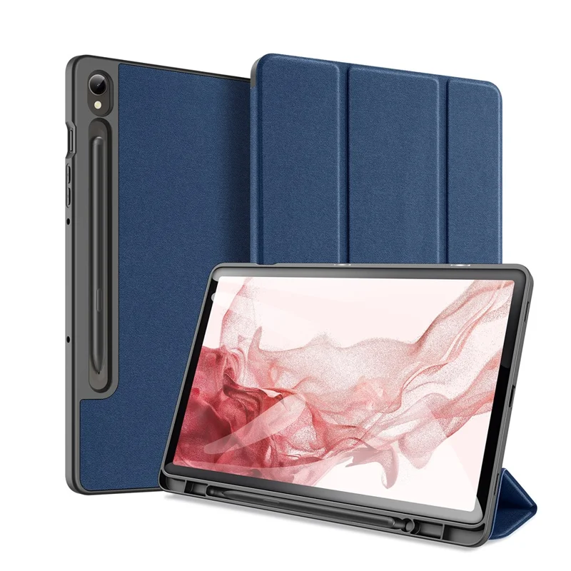 DUX DUCIS Domo Series for Samsung Galaxy Tab S9 Tablet Case PU Leather Stand Shell Tri-Fold Folio Cover - Blue