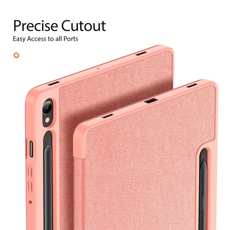 DUX DUCIS Domo Series for Samsung Galaxy Tab S9 Tablet Case PU Leather Stand Shell Tri-Fold Folio Cover - Pink