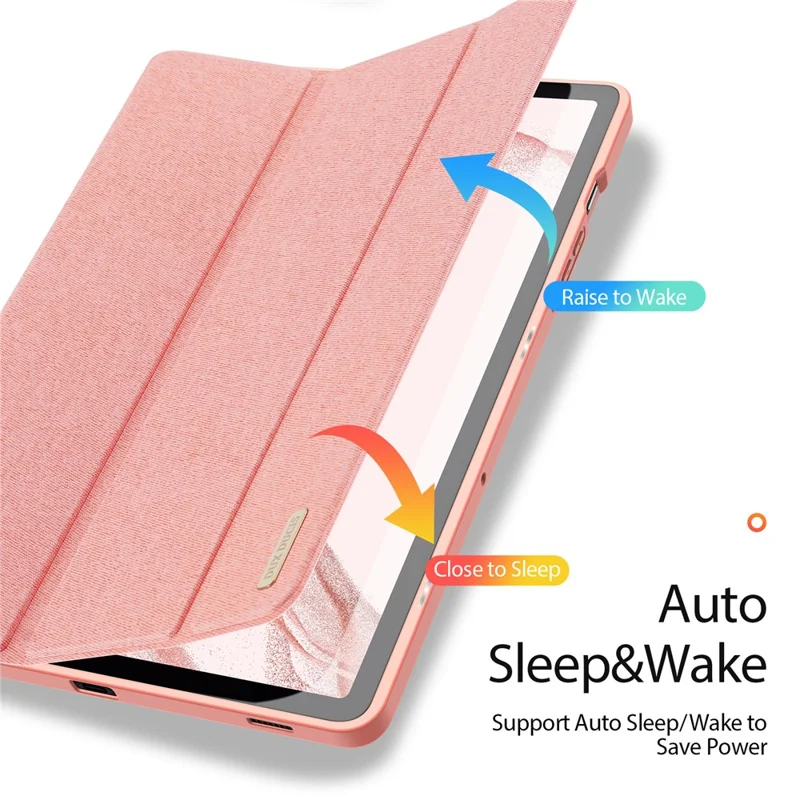 DUX DUCIS Domo Series for Samsung Galaxy Tab S9 Tablet Case PU Leather Stand Shell Tri-Fold Folio Cover - Pink
