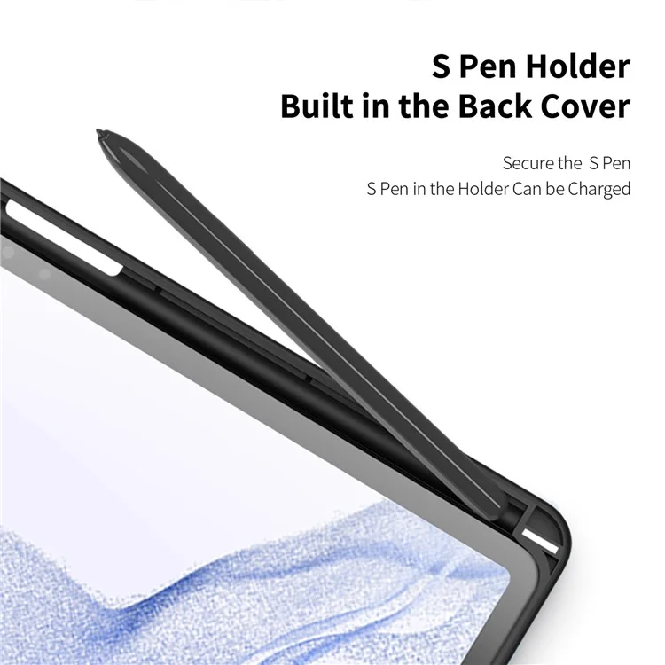 DUX DUCIS TOBY Series Per Samsung Galaxy Tab S9+ Custodia in Pelle PU Tri-fold Stand Auto Wake Sleep Tablet Case con Portapenna - Nero