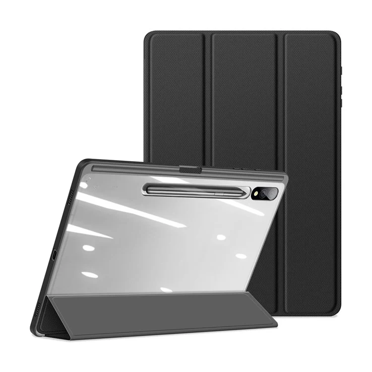 DUX DUCIS TOBY Series Per Samsung Galaxy Tab S9+ Custodia in Pelle PU Tri-fold Stand Auto Wake Sleep Tablet Case con Portapenna - Nero