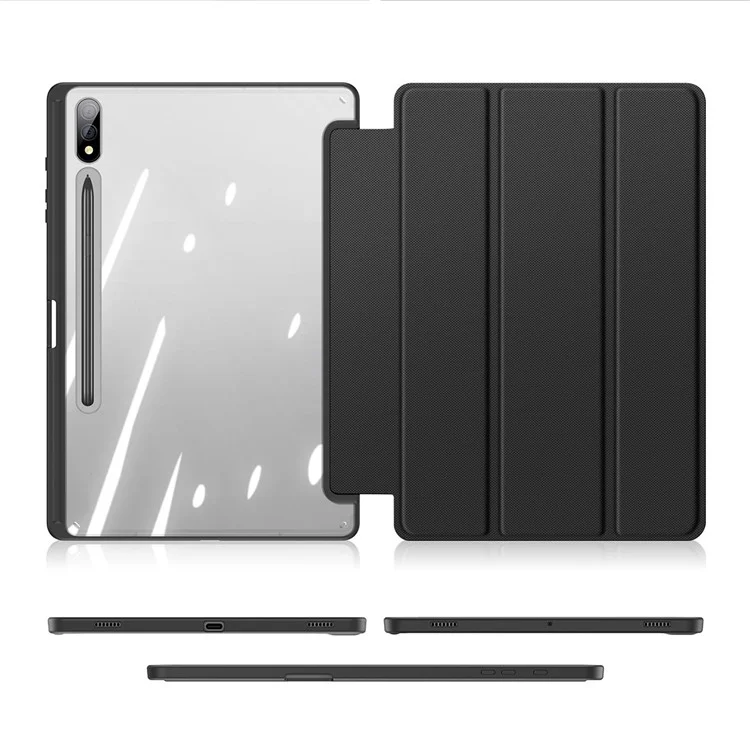 DUX DUCIS TOBY Series Per Samsung Galaxy Tab S9+ Custodia in Pelle PU Tri-fold Stand Auto Wake Sleep Tablet Case con Portapenna - Nero