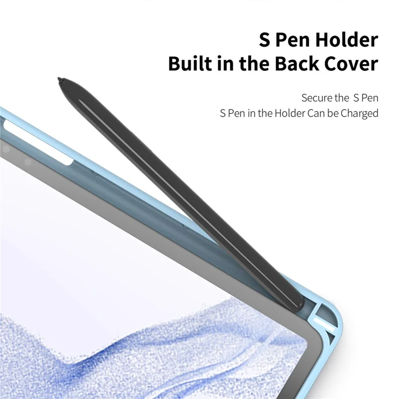 DUX DUCIS TOBY Series For Samsung Galaxy Tab S9+ PU Leather Tri-fold Stand Cover Auto Wake Sleep Tablet Case with Pencil Holder - Baby Blue
