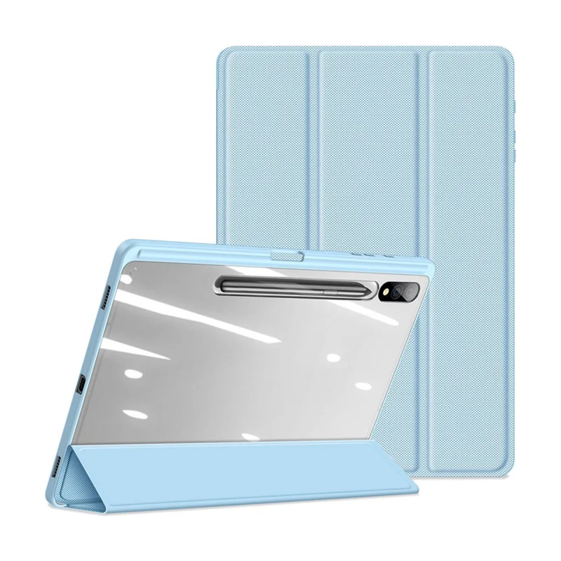 DUX DUCIS TOBY Series For Samsung Galaxy Tab S9+ PU Leather Tri-fold Stand Cover Auto Wake Sleep Tablet Case with Pencil Holder - Baby Blue