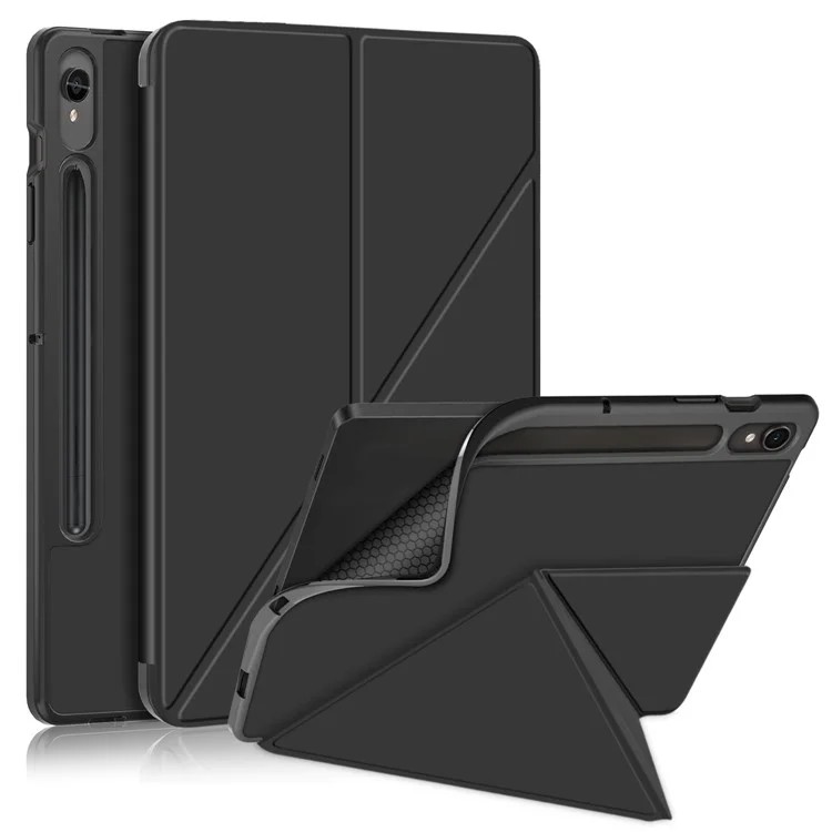 Funda para Tablet para Samsung Galaxy Tab S9 SM-X710, SM-X716B, SM-X718U, Cuero de PU, Soporte Origami, Funda Protectora - Negro