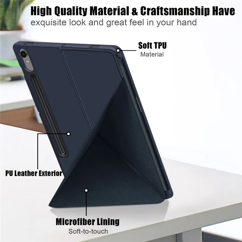 Чехол для планшета Samsung Galaxy Tab S9 SM-X710, SM-X716B, SM-X718U из искусственной кожи с подставкой-оригами, защитный чехол - темно-синий
