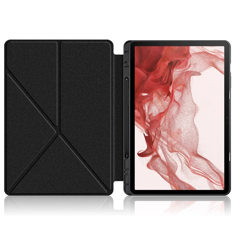 Origami Stand Case for Samsung Galaxy Tab S10+ Wi-Fi SM-X820 SM-X826B / Tab S9+ SM-X810 (Wi-Fi), SM-X816B (5G Global), SM-X818U (5G US) PU Leather Smart Tablet Cover - Black
