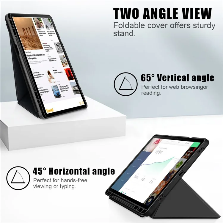 Origami Stand Case for Samsung Galaxy Tab S10+ Wi-Fi SM-X820 SM-X826B / Tab S9+ SM-X810 (Wi-Fi), SM-X816B (5G Global), SM-X818U (5G US) PU Leather Smart Tablet Cover - Black