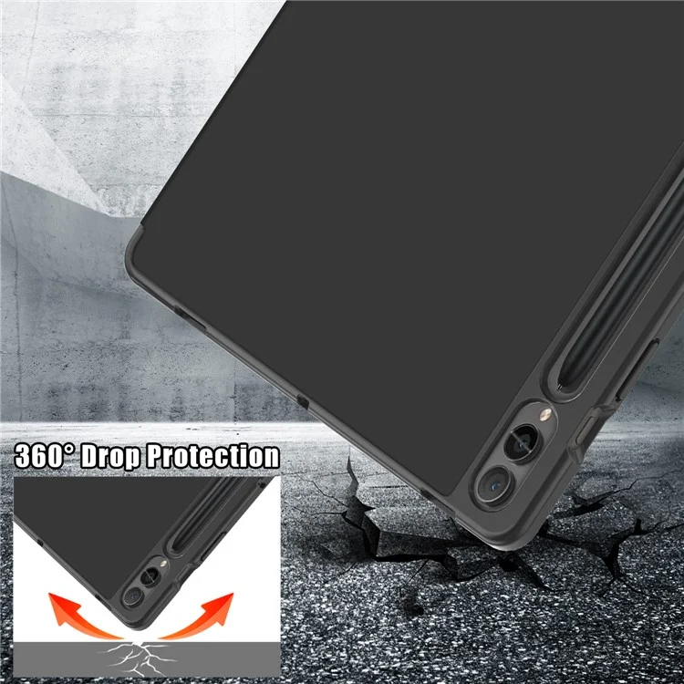 Origami Stand Case for Samsung Galaxy Tab S10+ Wi-Fi SM-X820 SM-X826B / Tab S9+ SM-X810 (Wi-Fi), SM-X816B (5G Global), SM-X818U (5G US) PU Leather Smart Tablet Cover - Black