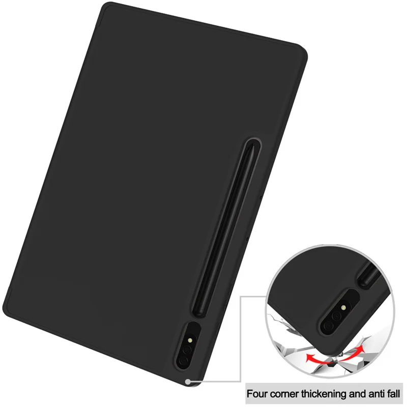 Para Samsung Galaxy Tab S9+ Capa de Couro PU Tri-fold Stand Smart Tablet Cover com Slot para Caneta - Preto