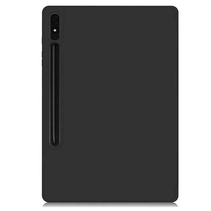 Para Samsung Galaxy Tab S9+ Capa de Couro PU Tri-fold Stand Smart Tablet Cover com Slot para Caneta - Preto