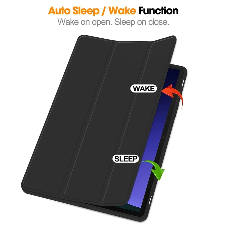 Tri-fold Stand Case für Samsung Galaxy Tab S9, PU-Lederhülle mit Auto-Wake / Sleep Tablet-Abdeckung mit Stiftfach - Schwarz