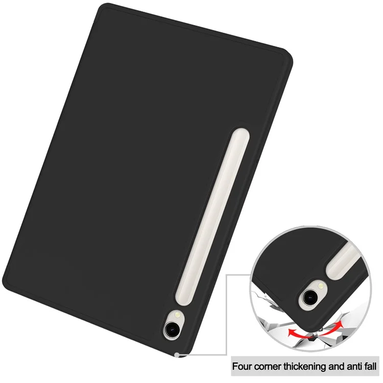 Tri-fold Stand Case für Samsung Galaxy Tab S9, PU-Lederhülle mit Auto-Wake / Sleep Tablet-Abdeckung mit Stiftfach - Schwarz