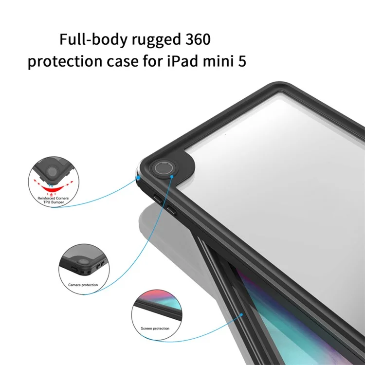 Étui Étanche à Tablette FS Pour Ipad Mini (2019) 7,9 Pouces IP68 Couverture de Protection à Poussière Complète IP68 Avec Protecteur D'écran