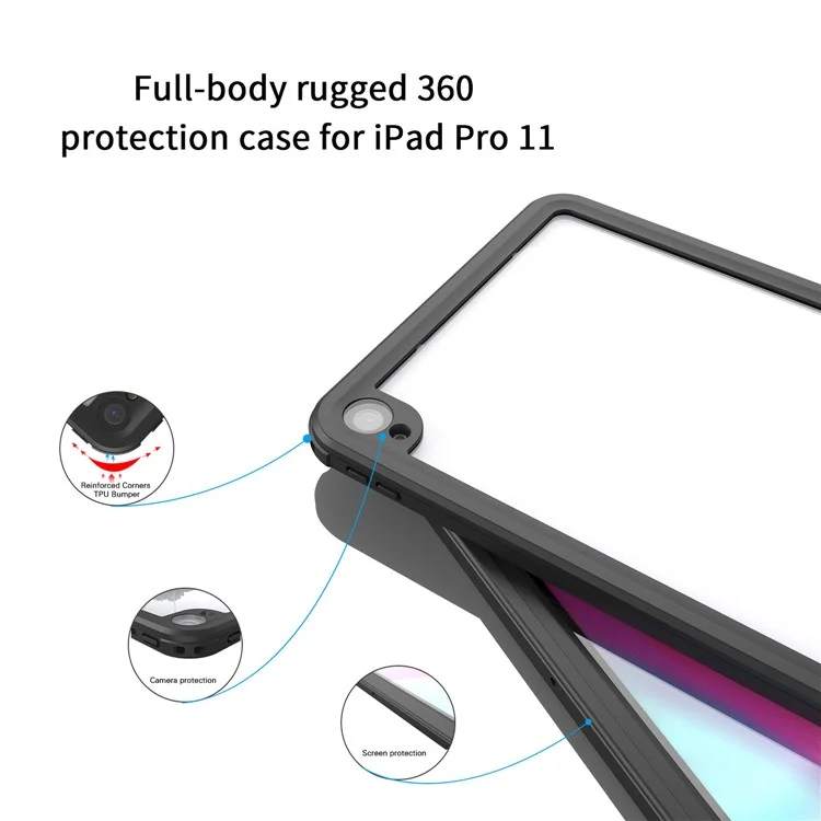 FS Full-Body Protective Case für iPad Pro 11-Zoll (2018), IP68 wasserdicht, stoßfest und staubdicht, Tablet-Hülle mit Bildschirmschutz