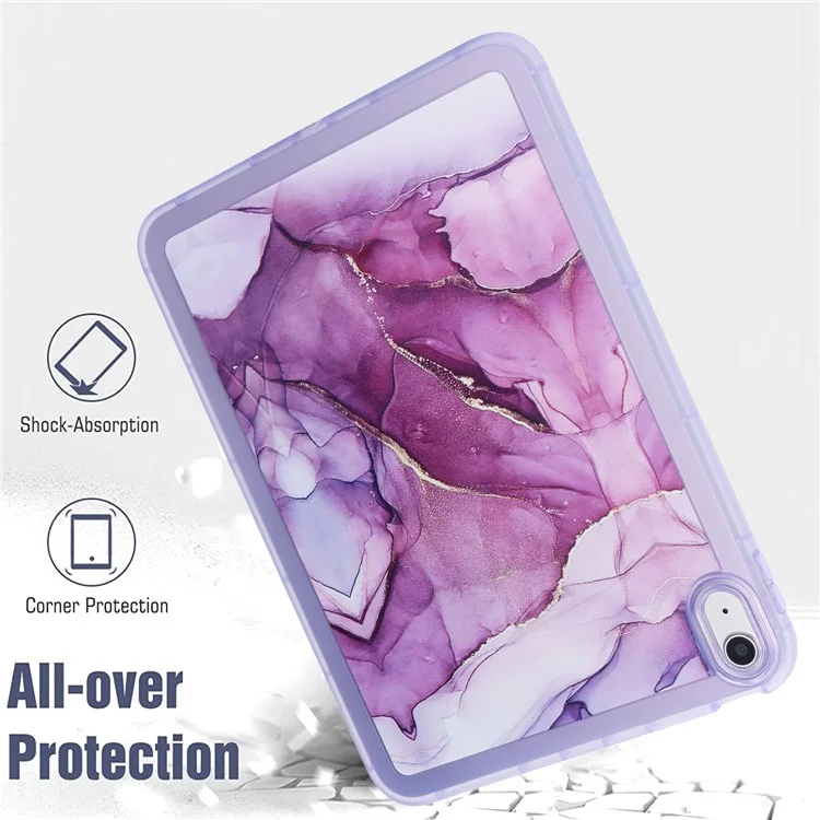 Für iPad 10.9 (2022) TPU Tablet Case Marmorprint Stoßfest Rückabdeckung Schale - Lila