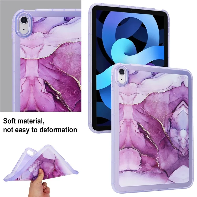Für iPad 10.9 (2022) TPU Tablet Case Marmorprint Stoßfest Rückabdeckung Schale - Lila