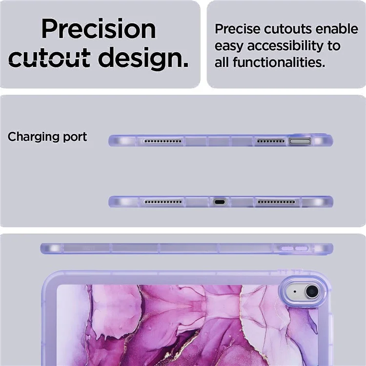 Für iPad 10.9 (2022) TPU Tablet Case Marmorprint Stoßfest Rückabdeckung Schale - Lila