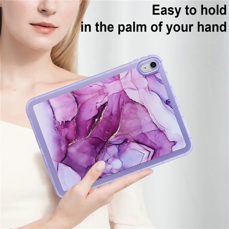 Für iPad 10.9 (2022) TPU Tablet Case Marmorprint Stoßfest Rückabdeckung Schale - Lila