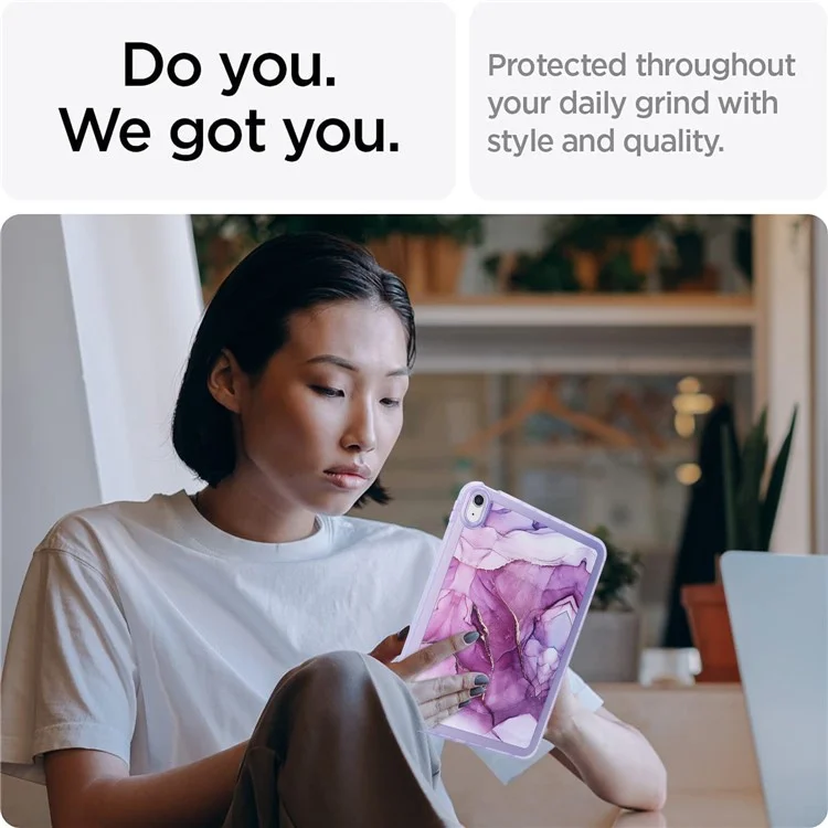 Für iPad 10.9 (2022) TPU Tablet Case Marmorprint Stoßfest Rückabdeckung Schale - Lila
