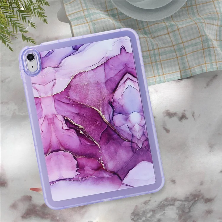 Für iPad 10.9 (2022) TPU Tablet Case Marmorprint Stoßfest Rückabdeckung Schale - Lila