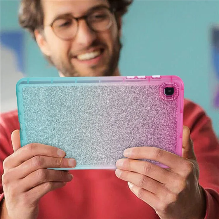 Pour Samsung Galaxy Tab A7 Lite 8,7 pouces T225 / T220 Gradient Glitter TPU Case Tablet Protective Cover - Pink / Green