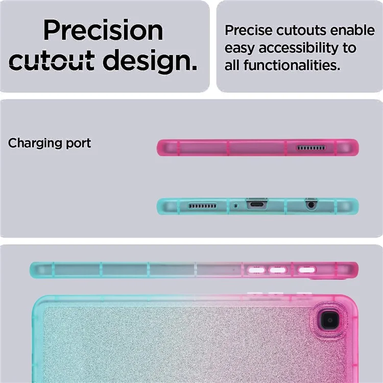 Pour Samsung Galaxy Tab A7 Lite 8,7 pouces T225 / T220 Gradient Glitter TPU Case Tablet Protective Cover - Pink / Green