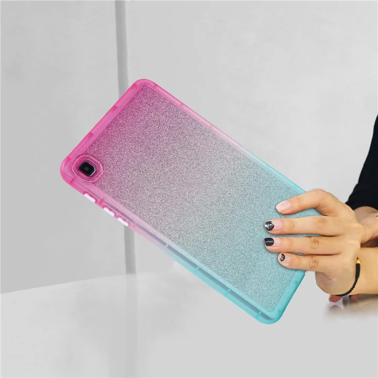 Pour Samsung Galaxy Tab A7 Lite 8,7 pouces T225 / T220 Gradient Glitter TPU Case Tablet Protective Cover - Pink / Green