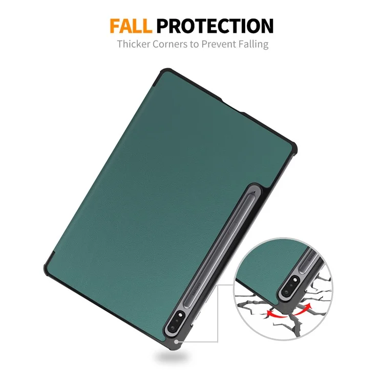 ENKAY HAT PRINCE Smart Tablet Case per Samsung Galaxy Tab S9, Pelle PU + PC Supporto Trifold Custodia Protettiva - Verde Nerastro