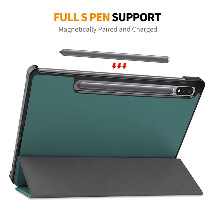 ENKAY HAT PRINCE Smart Tablet Case per Samsung Galaxy Tab S9, Pelle PU + PC Supporto Trifold Custodia Protettiva - Verde Nerastro