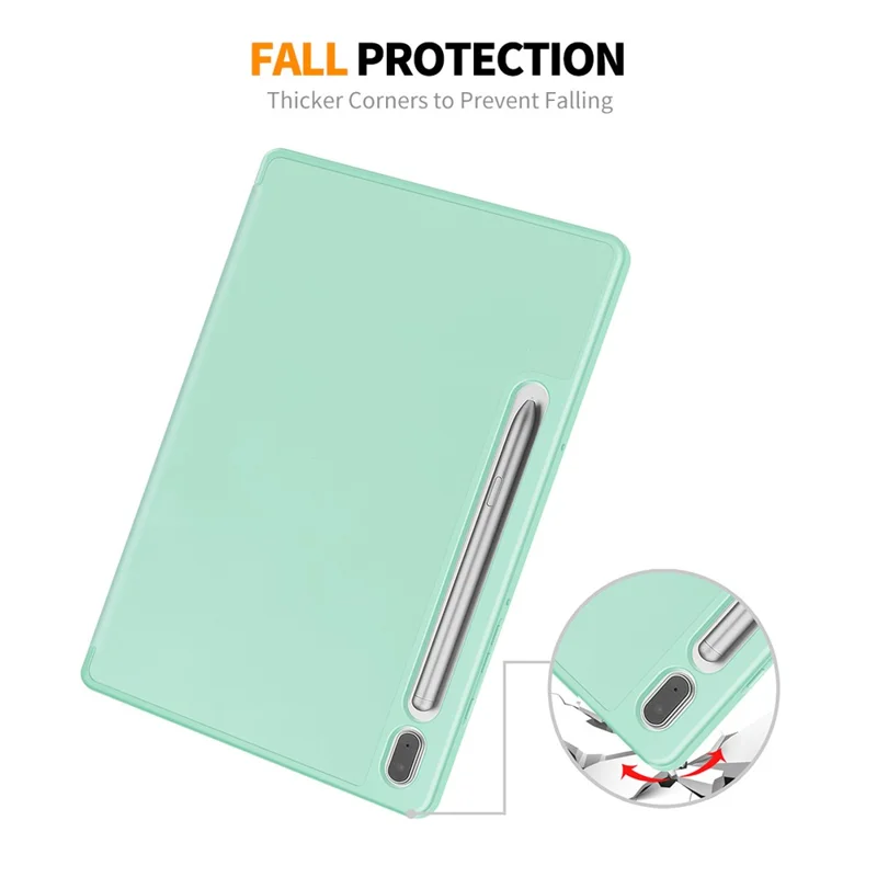 ENKAY HAT PRINCE For Samsung Galaxy Tab S9 Tri-fold Stand Tablet Case PU Leather + TPU Smart Cover with Pencil Holder - Light Green