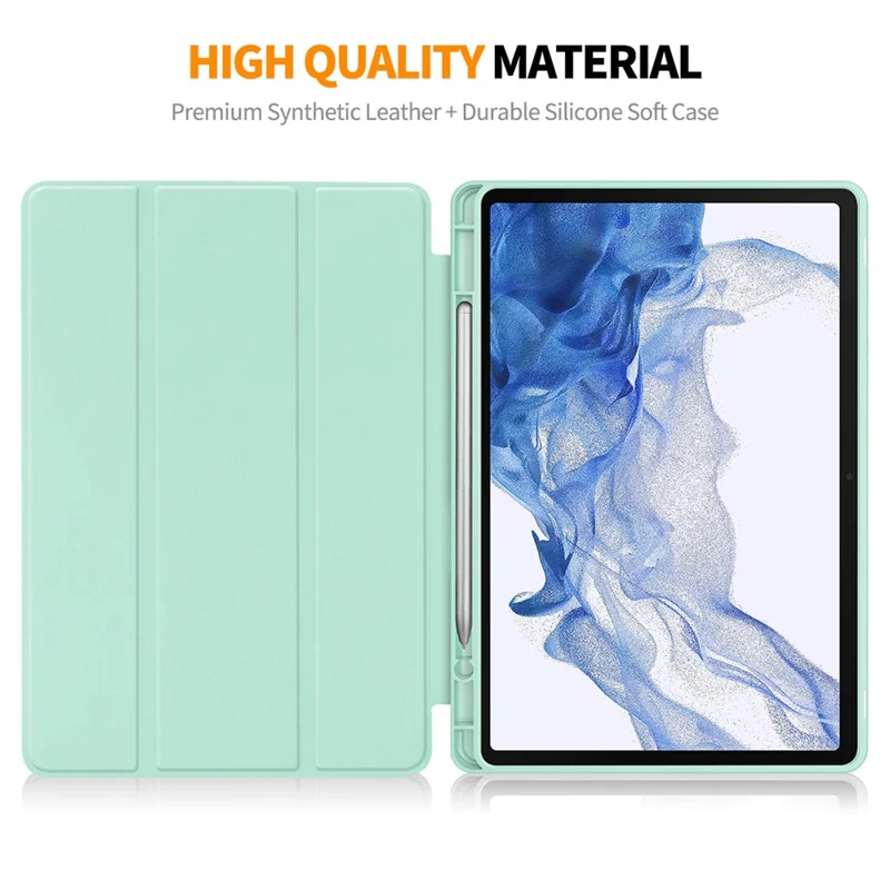 ENKAY HAT PRINCE For Samsung Galaxy Tab S9 Tri-fold Stand Tablet Case PU Leather + TPU Smart Cover with Pencil Holder - Black