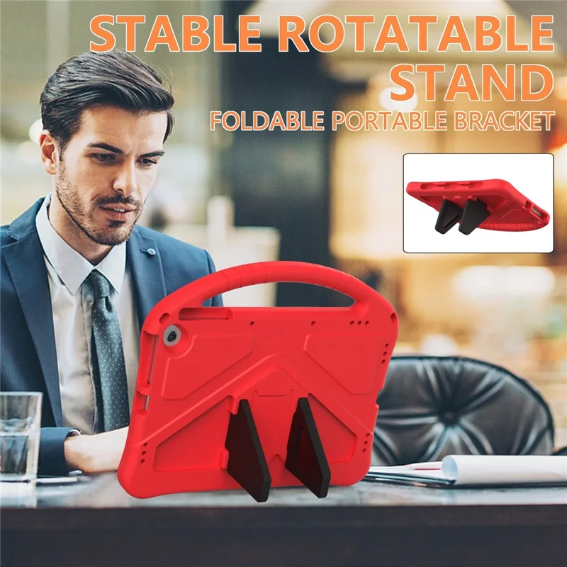 EVA Protective Cover for Amazon Fire Max 11 / Google Pixel Tablet , Grip Handle Kickstand Tablet Case - Red