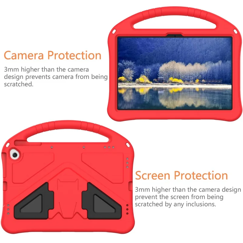 EVA Protective Cover for Amazon Fire Max 11 / Google Pixel Tablet , Grip Handle Kickstand Tablet Case - Red