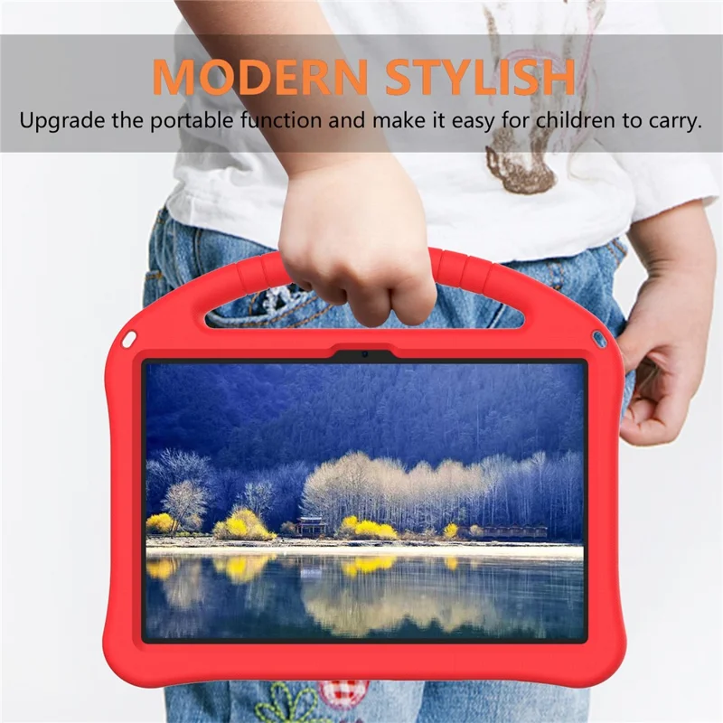 EVA Protective Cover for Amazon Fire Max 11 / Google Pixel Tablet , Grip Handle Kickstand Tablet Case - Red