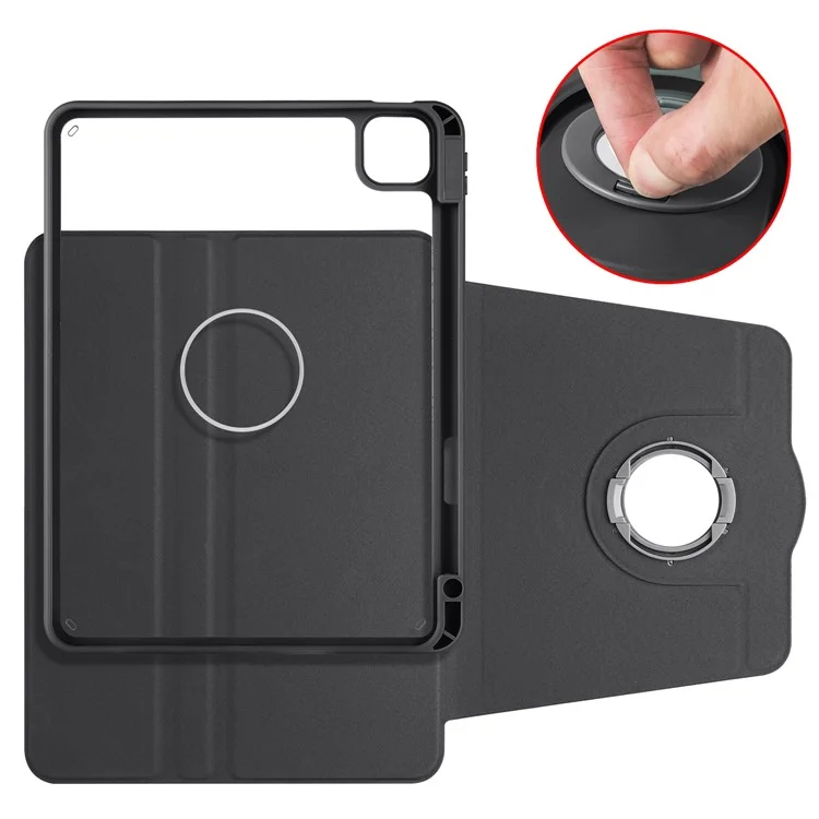 Per iPad Pro 11 (2021) / (2020) / (2022) / iPad Air 11 (2024) / Air (2022) / (2020) Custodia per Tablet Supporto Rotante in Pelle PU Copertura TPU - Nero