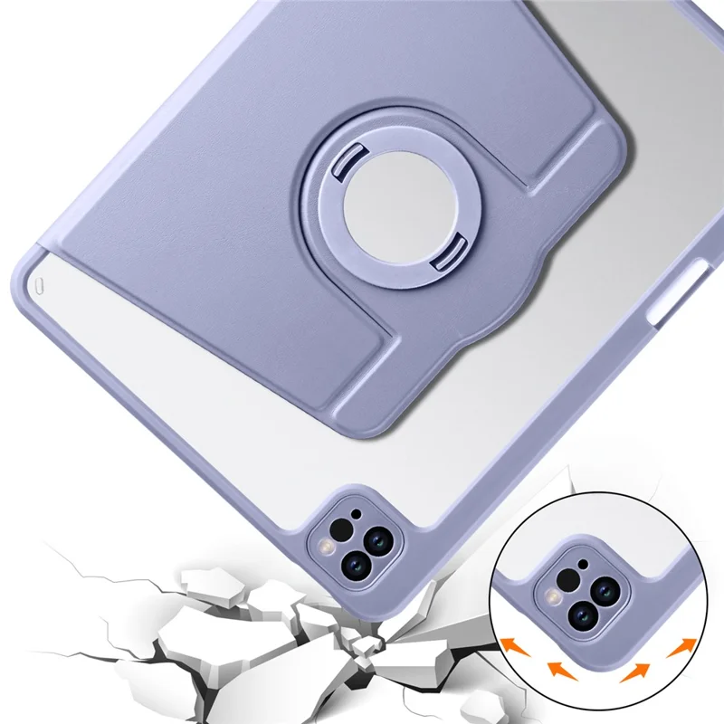 For iPad Air 11 (2025) / (2024) / Pro 11 (2021) / (2020) / (2022) / Air (2022) / (2020) Tablet Case Rotating Stand PU Leather Cover - Purple