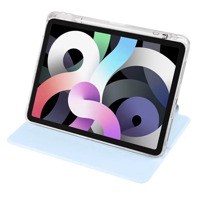 Per iPad Pro 11 (2021) / (2020) / (2022) / iPad Air (2020) / (2022) Rotating Stand Tablet Cover PU Leather TPU Crystal Clear Back Case - Baby Blue