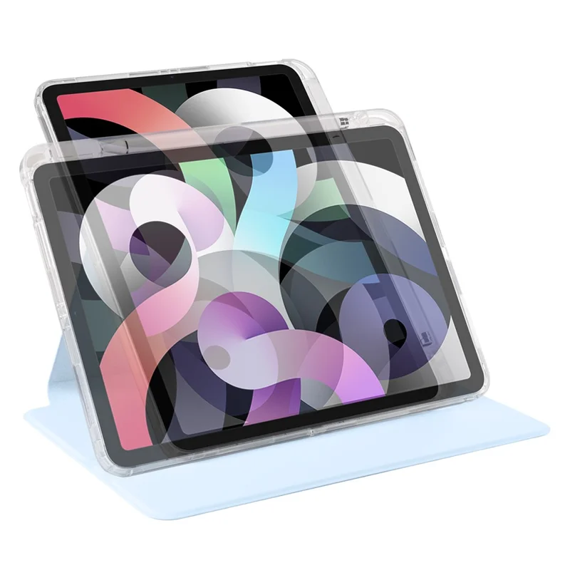 Per iPad Pro 11 (2021) / (2020) / (2022) / iPad Air (2020) / (2022) Rotating Stand Tablet Cover PU Leather TPU Crystal Clear Back Case - Baby Blue