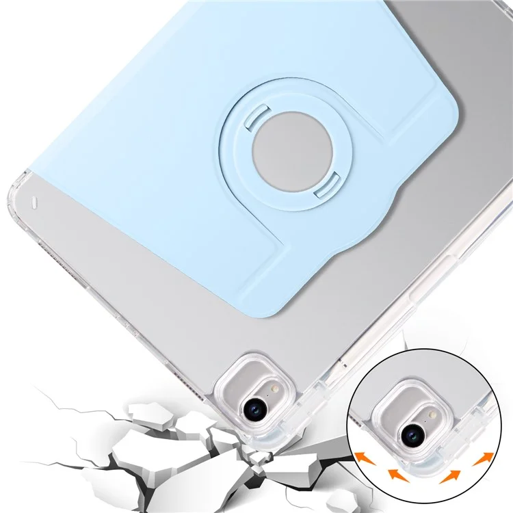 Per iPad Pro 11 (2021) / (2020) / (2022) / iPad Air (2020) / (2022) Rotating Stand Tablet Cover PU Leather TPU Crystal Clear Back Case - Baby Blue