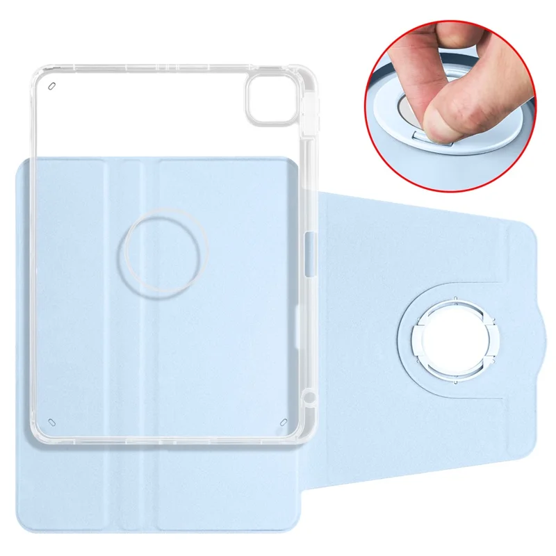 Per iPad Pro 11 (2021) / (2020) / (2022) / iPad Air (2020) / (2022) Rotating Stand Tablet Cover PU Leather TPU Crystal Clear Back Case - Baby Blue