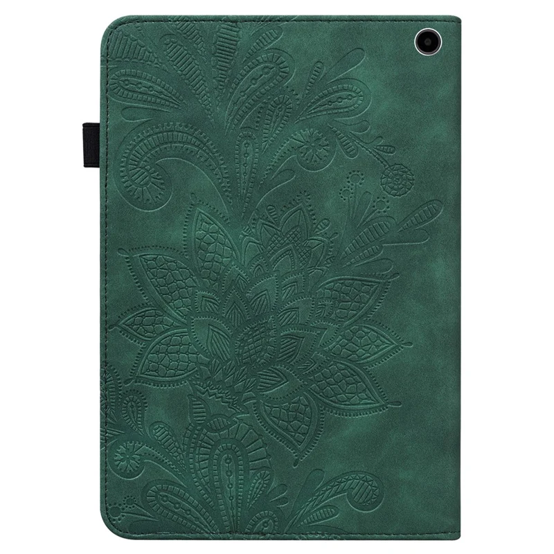 For Amazon Fire Max 11 Stand Tablet Leather Case Flower Imprinting Wallet Tablet Cover - Green